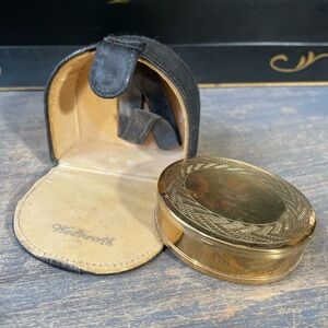vintage Wadsworth gold powder make up container & case cover